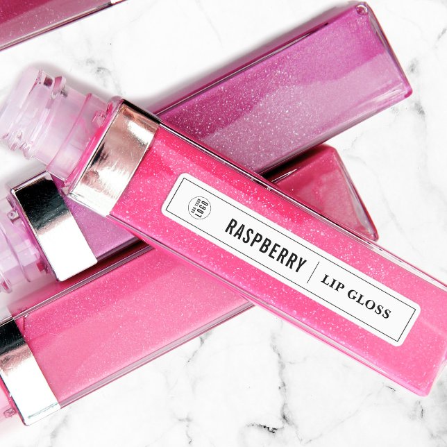 Étiquettes Ajouter votre logo Black Border & Line Produit (Créateur téléchargé)