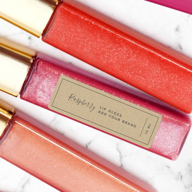 Étiquettes Ajoutez votre marque Dark Grey Border Kraft Produi (Créateur téléchargé)