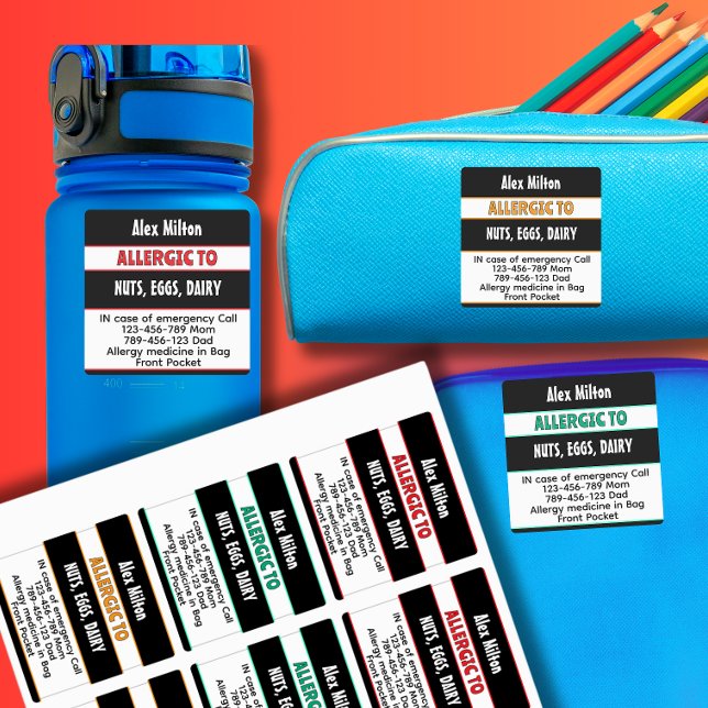 Étiquettes Alerte Médicale Enfants Alerte allergique École Ga (Créateur téléchargé)