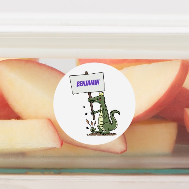 Étiquettes Aligator de crocodile drôle avec dessin animé (Apposé)