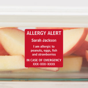 Étiquettes Aliments personnalisés Alerte aux allergies Enfant