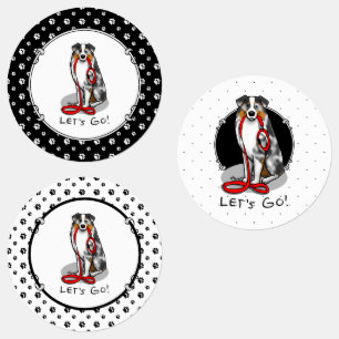 Étiquettes Allons-y ! Berger australien (bleu merle tan/w 1)