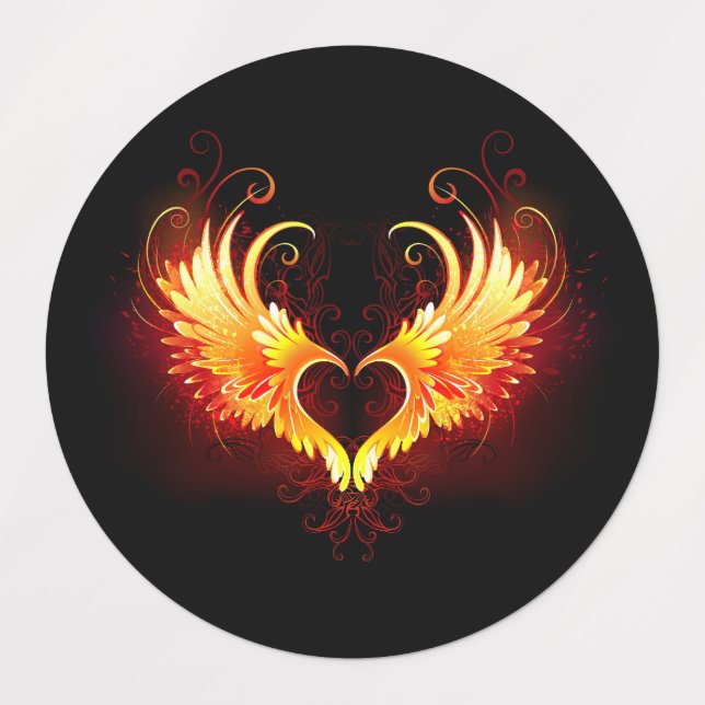Étiquettes Angel Fire Heart with Wings (Design 1)