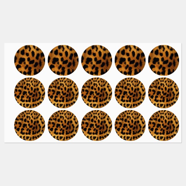Étiquettes animal chic tendance motif brun empreinte de léopa (Feuille)