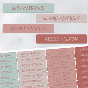 Étiquettes Aqua Blush Couleur Codé Nom Penné étanche