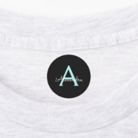 Aqua Teal Blue Script Girly Monogram