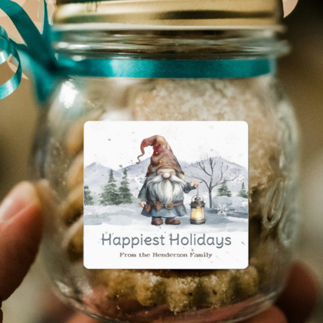 Étiquettes Aquarelle hiver Gnome de Noël personnalisé (Watercolor winter Christmas Gnome personalized baking labels)