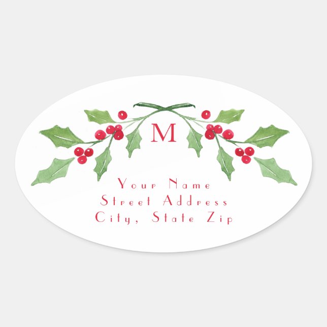étiquettes "Aquarelle Holly Sprigs" (Devant)