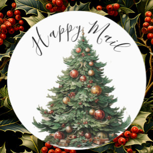 Étiquettes Aquarelle moderne mignonne Arbre de Noël Voeux Éti