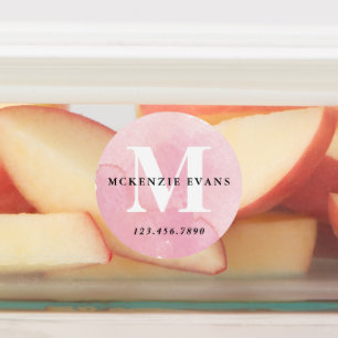 Étiquettes Aquarelle monogramme rose imperméable