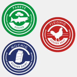 Étiquettes Aquarelle Pareve Milchig Fleishig Kosher