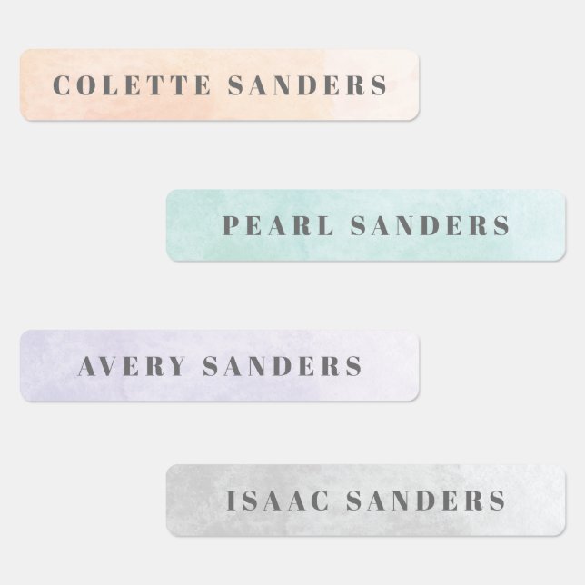 Étiquettes Aquarelle Rainbow Pastel Aquarelle Nom (Groupe)