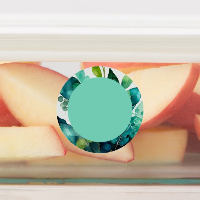 Étiquettes Aquarelle, Turquoise, Bleu, Vert, Botanique, Abstr (Apposé)