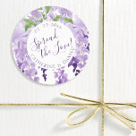 Étiquettes Aquarelle Wisteria Mariage Étaler Le Script d'amou<br><div class="desc">Aquarelle Wisteria Mariage Spread The Love Script Favor Tags dispose d'élégantes fleurs de glycine d'aquarelle en lavande douce et violet avec feuilles verts sur un arrière - plan blanc avec votre message de remerciement mariage et la date ci-dessous. Au contraire, il y a un lilas mou. Personnalisez en modifiant le...</div>