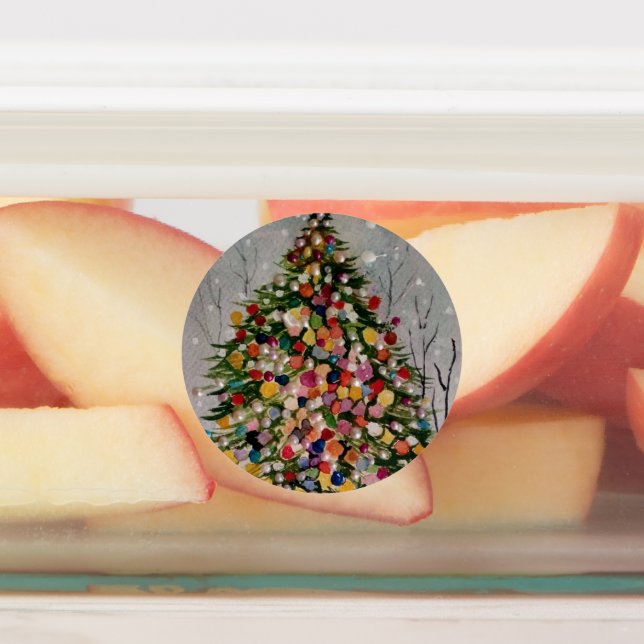 Étiquettes Arbre coloré de Noël. (Apposé)