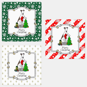 Étiquettes Arbre de Noël amusant 2 Chien gris (blanc broché)