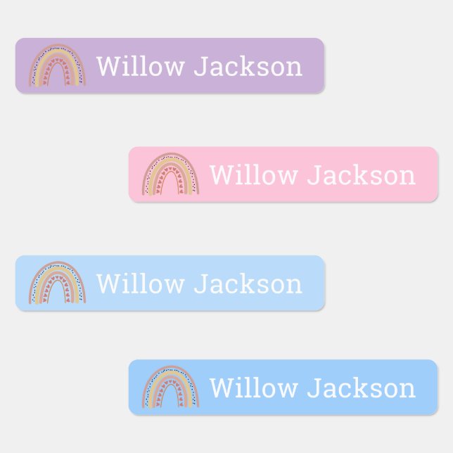 Étiquettes Arc-en-ciel Boho avec Coeurs d'Amour École personn (Groupe)