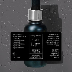 Étiquettes Argent Noir 1 OZ 30ml Bouteille Soin imperméable
