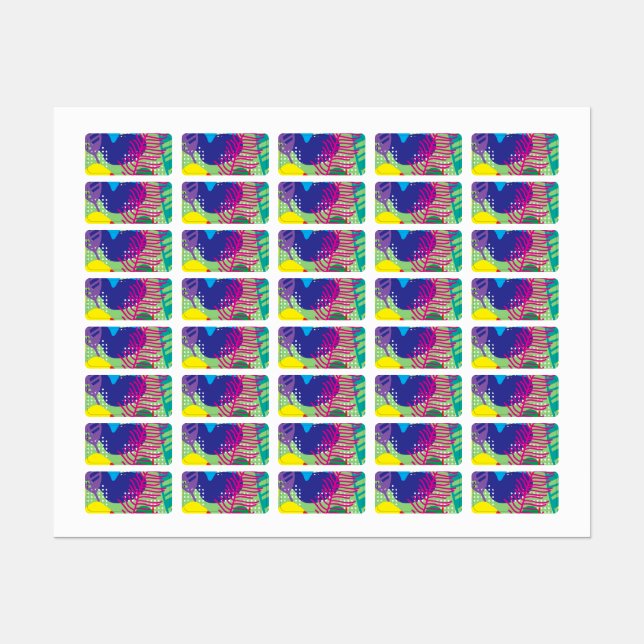 Étiquettes Arrière - plan coloré de fleurs (Feuille)