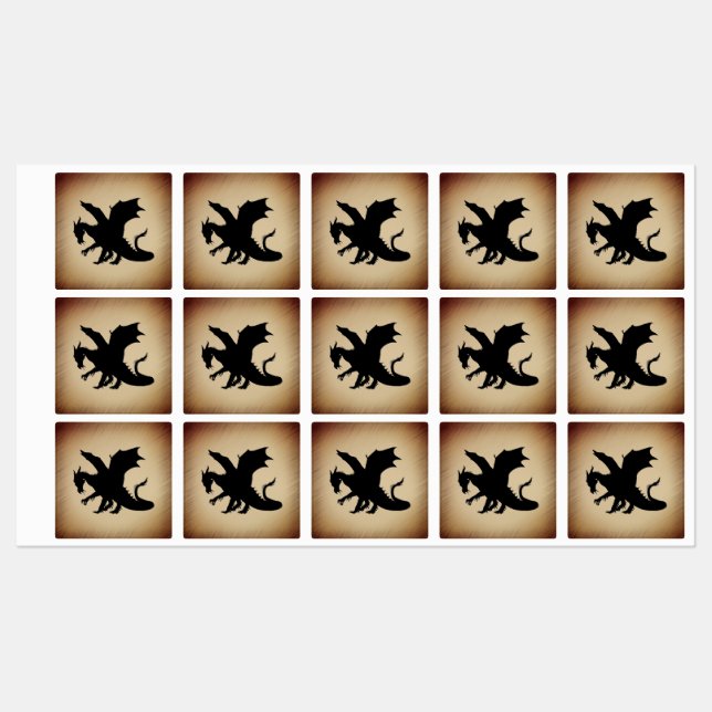 Étiquettes Arrière - plan rustique Black Dragon (Feuille)
