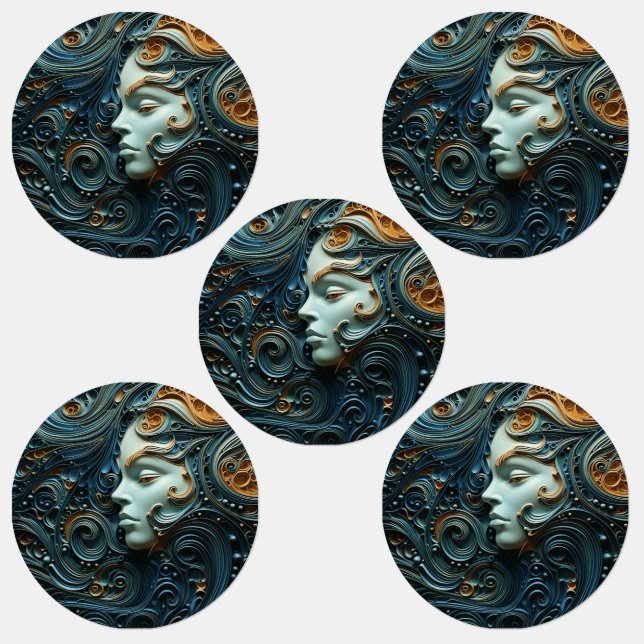 Étiquettes Art 3D de la femme Lune (Groupe)