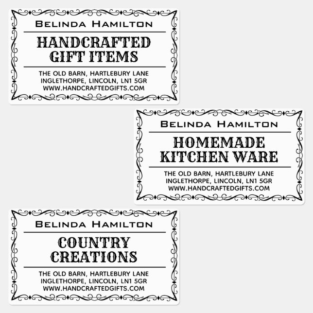 Étiquettes Artiste Nom et description du produit sur un Étiqu (Groupe)