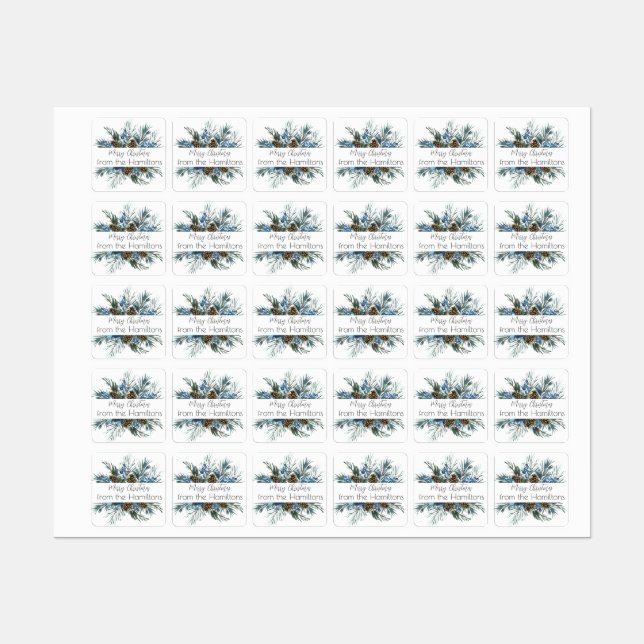 Étiquettes Autocollant de Noël À feuillage persistant (Feuille)