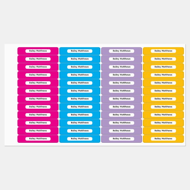 Étiquettes Autocollant de nom de rectangle de nom d'enfant de (Feuille)