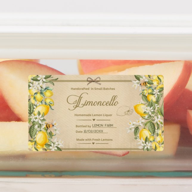 Étiquettes Autocollant d'étiquette de bouteille de Limoncello (Apposé)