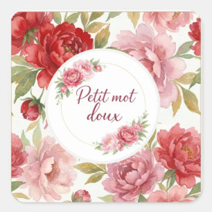 Étiquettes autocollantes florales Petit mot doux