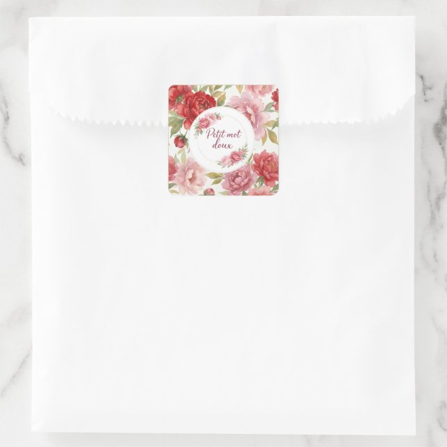 Étiquettes autocollantes florales Petit mot doux (Sac)