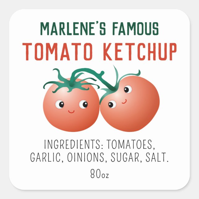 Étiquettes autocollantes Ketchup aux tomates avec  (Devant)