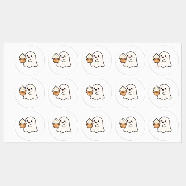 Étiquettes Autocollants Cupcake Boo (Feuille)