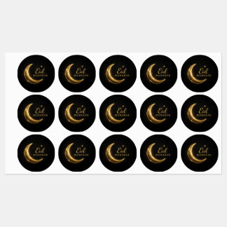 Étiquettes Autocollants Luxueux Eid Mubarak Noir & Or – Éléga