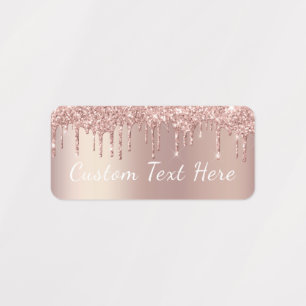 Étiquettes Autocollants Pailletés Rose Gold Texte Personnalis