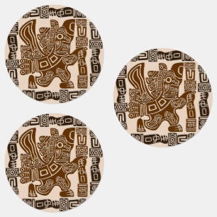 Étiquettes Aztec Eagle Guerrier Tribal Art antique