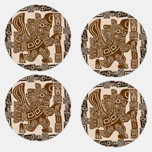 Étiquettes Aztec Eagle Guerrier Tribal Art antique