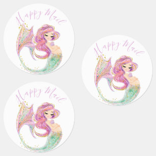 Étiquettes Baby shower de sirène rose sous la mer