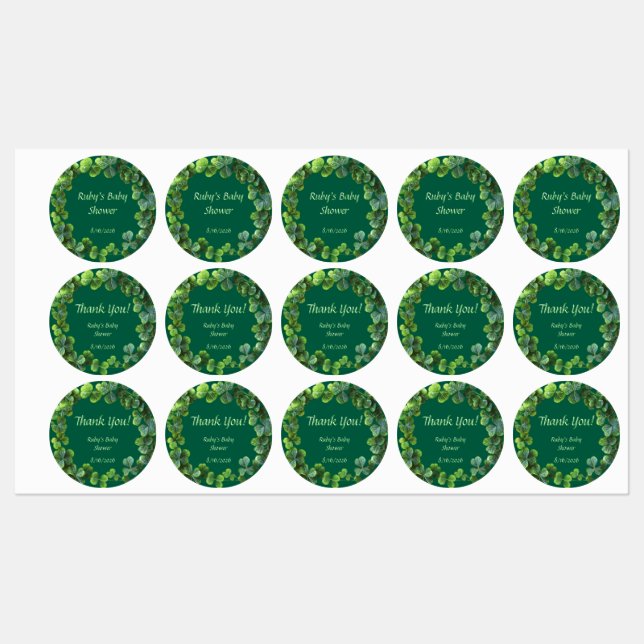 Étiquettes Baby shower des Cloches Vertes (Feuille)