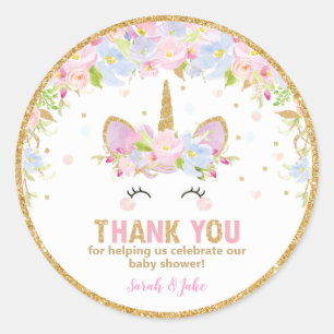 Étiquettes Baby shower Unicorne Favor Sticker