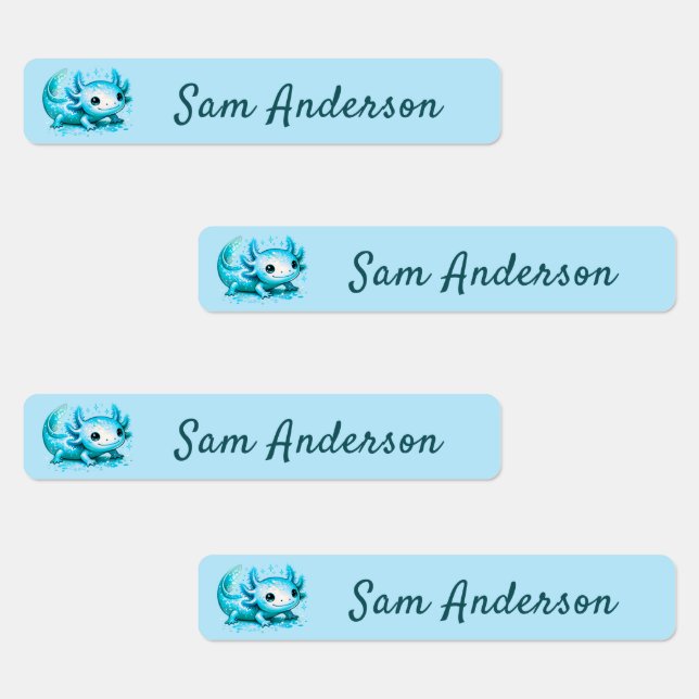 Étiquettes Back to School Girls Pink Axolotl Kids Name (Groupe)