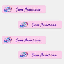 Back to School Girls Pink Unicorn Kids Name
