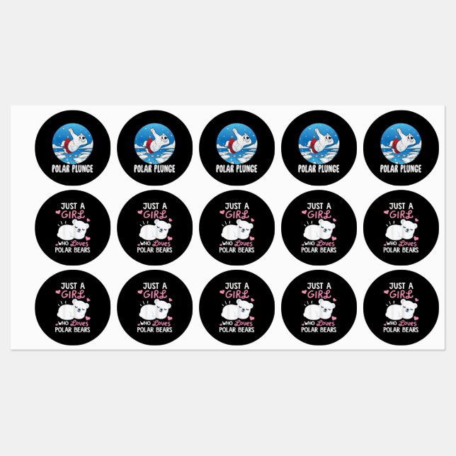 Étiquettes Bain Polaire Plongée Ice Jump Funny Ours Polaire B (Feuille)