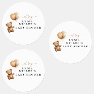 Étiquettes Ballons d'ours en peluche Baby shower Mixte 