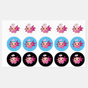 Étiquettes Bande dessinée du mignon Axolotl