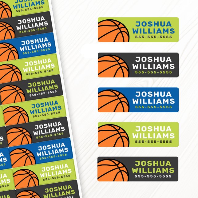 Étiquettes Basket-ball nom de sport numéro de téléphone propr (Basketball sports name phone number property labels)