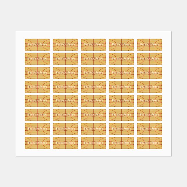 Étiquettes Basketball Court Design Nom Tags (Feuille)