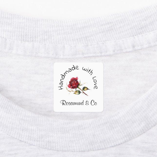 Étiquettes Beau Rose fait à la main avec amour Personnalisé (Apposé)