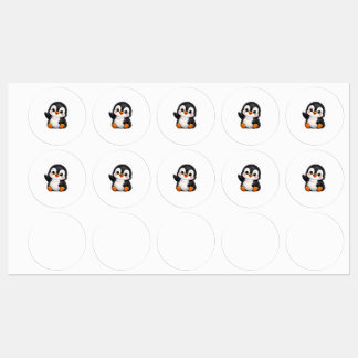 Étiquettes Bébé manchot mignon faisant signe Personnage de de