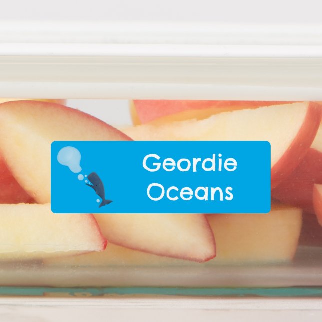 Étiquettes Belle baleine soufflant bulles dessin personnalisé (Apposé)